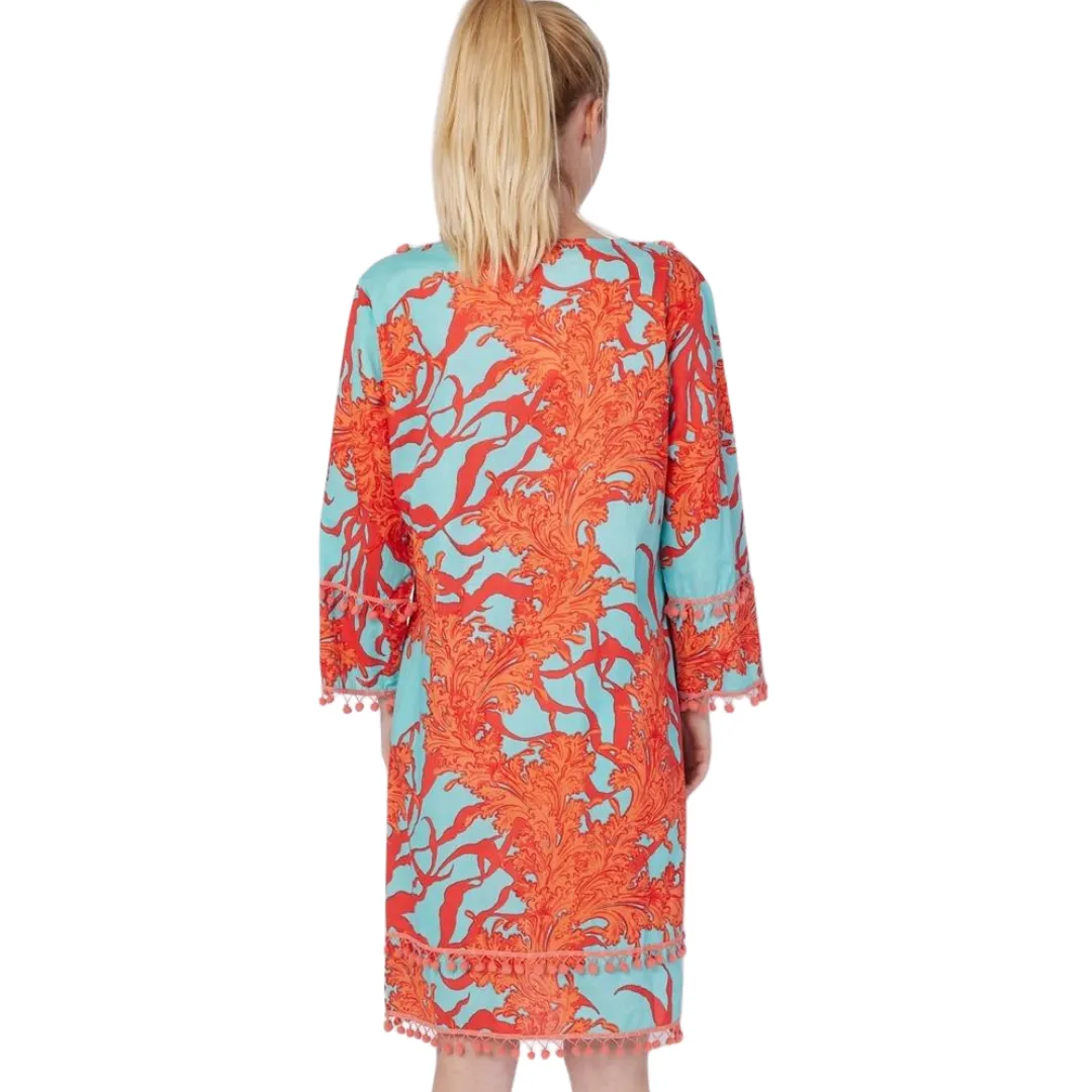 Pamela Resort Wear Maxi Dress - Blue Red Coral