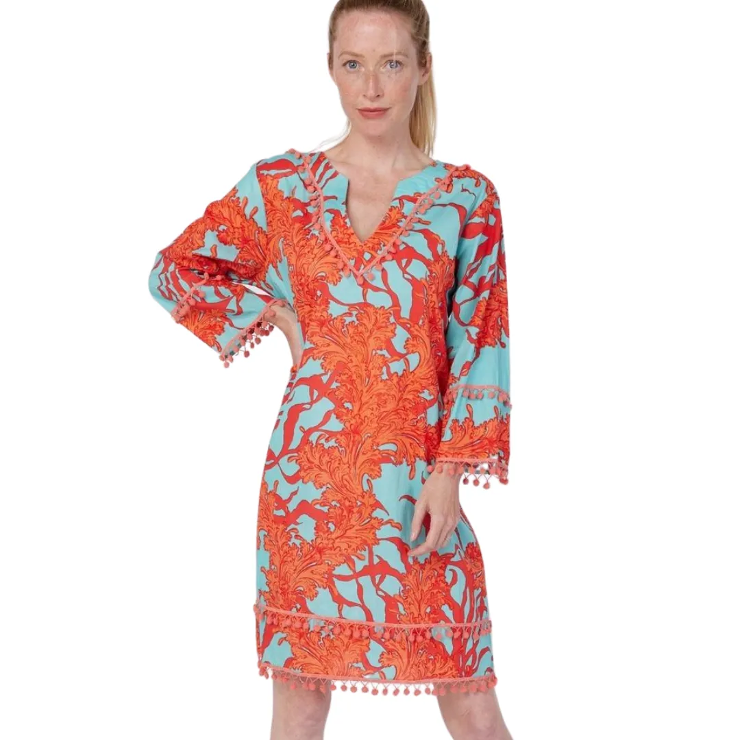 Pamela Resort Wear Maxi Dress - Blue Red Coral