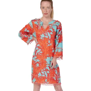 Pamela Resort Wear Maxi Dress - Blue Red Coral