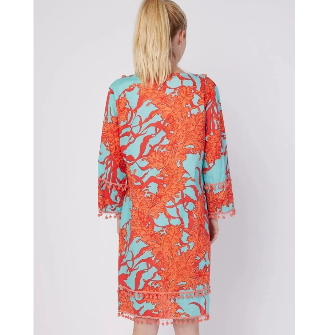 Pamela Resort Wear Maxi Dress - Blue Red Coral