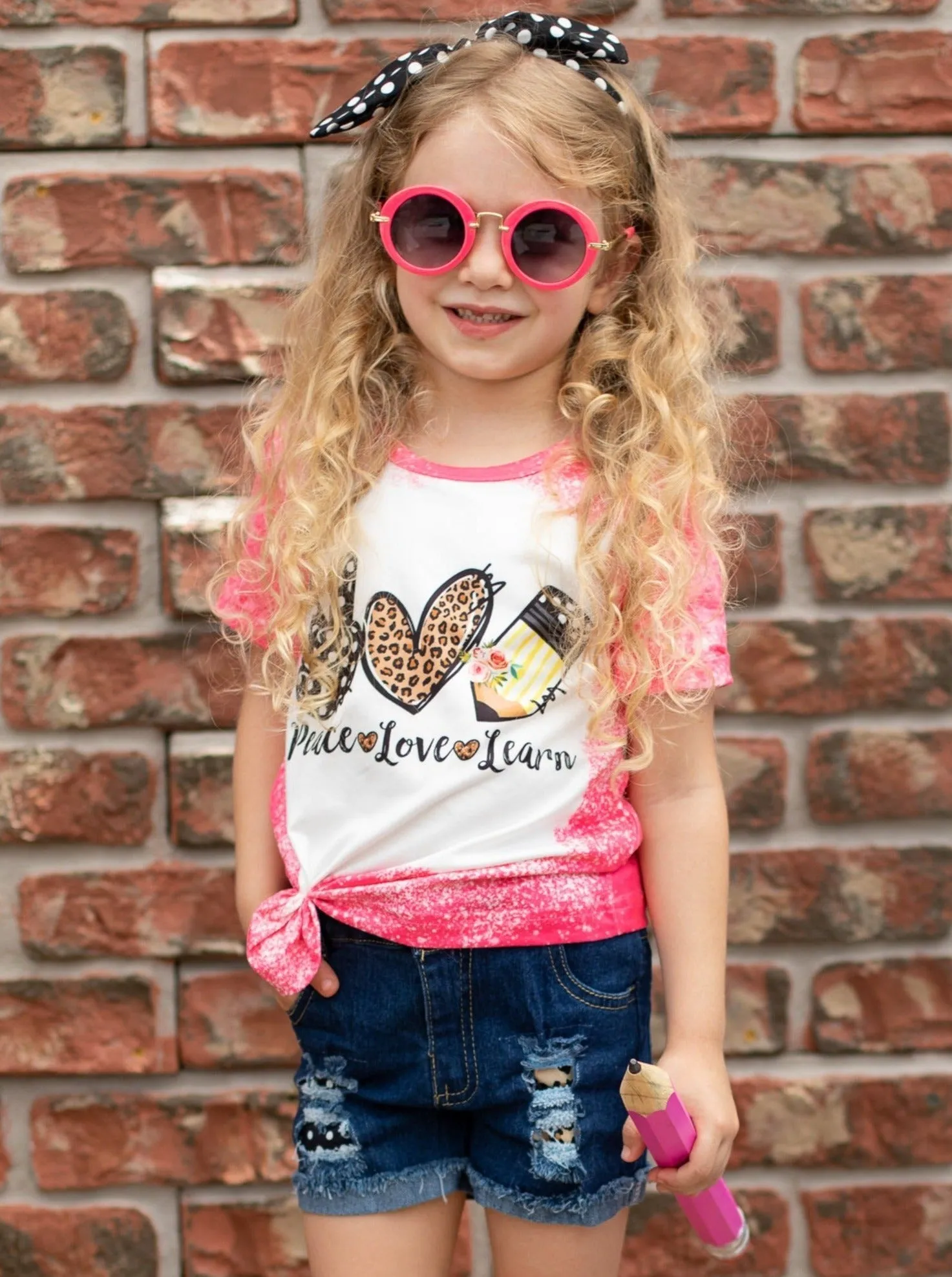 Peace, Love, Learn Denim Short Set