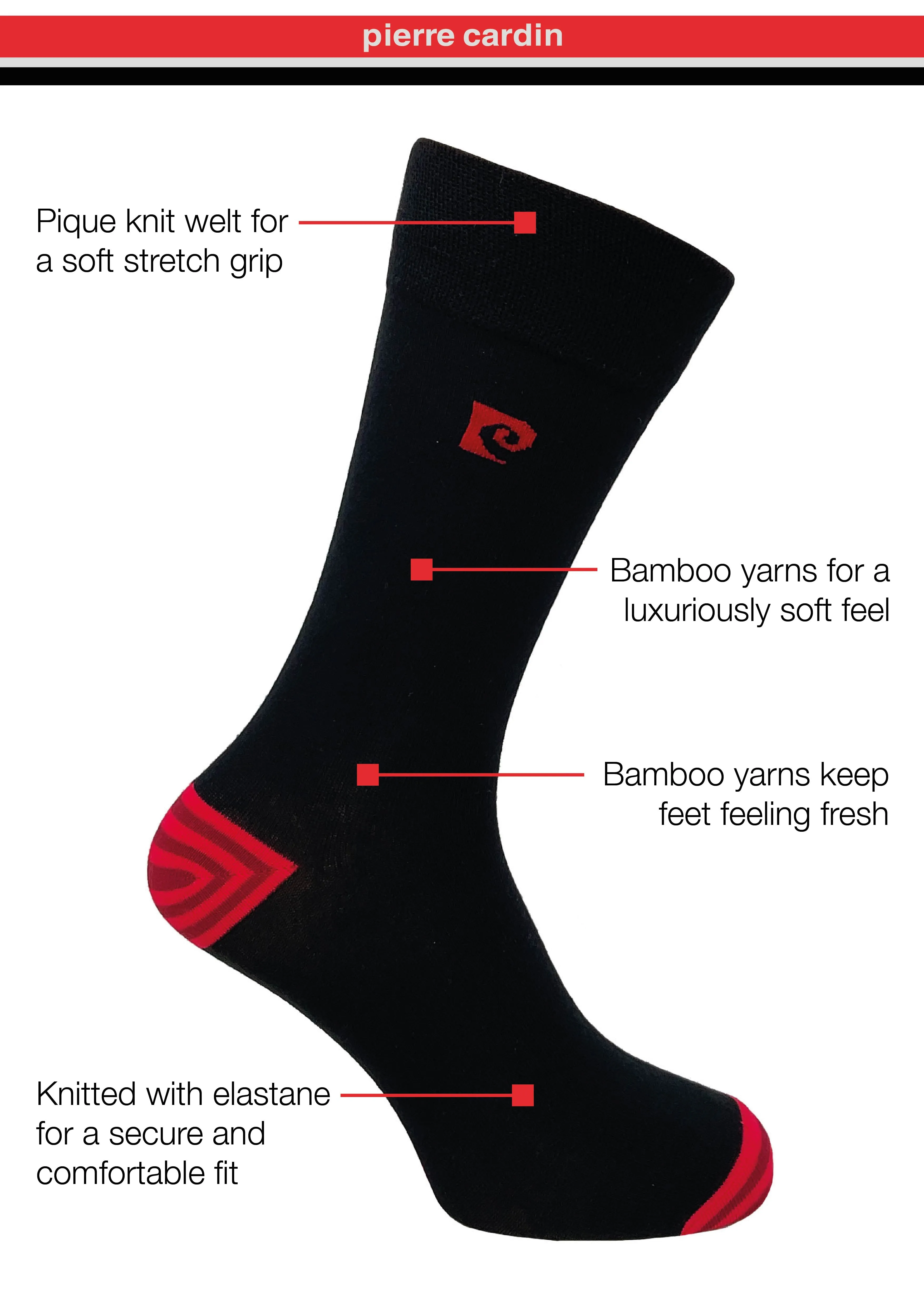 Pierre Cardin 5 Pack Bamboo Socks - Spot & Stripe
