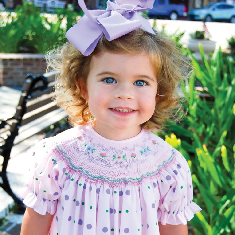 Pink Multi-Dot English Smocked Bishop