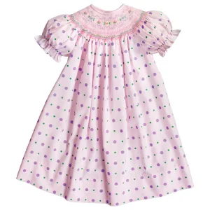 Pink Multi-Dot English Smocked Bishop