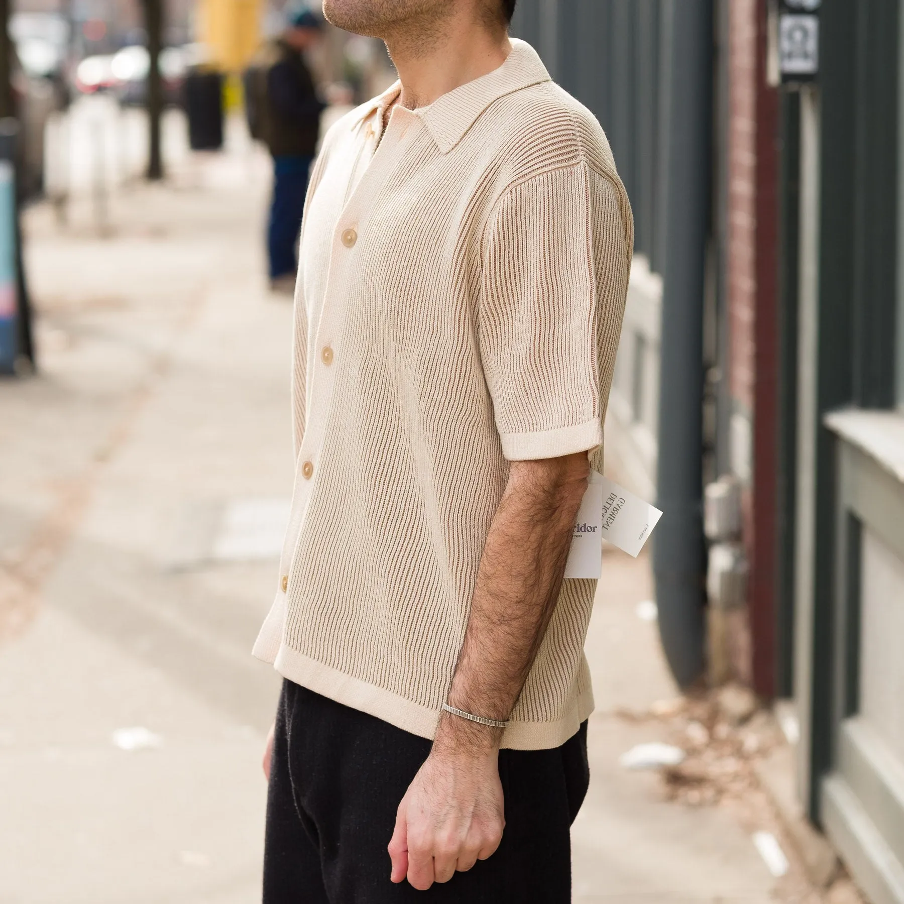 Plated Short Sleeve Polo in Natural