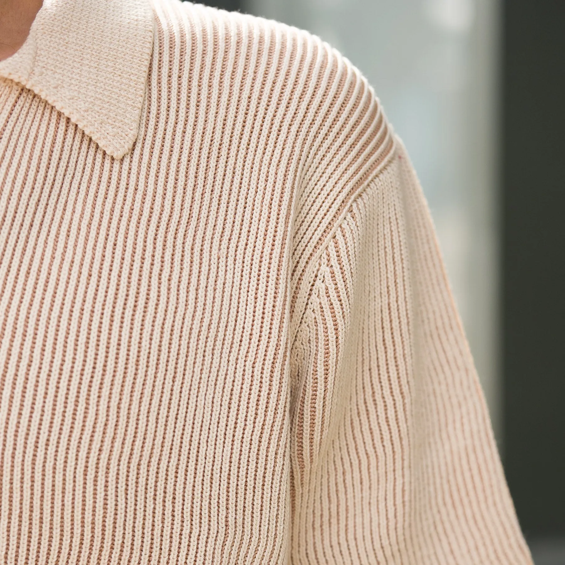 Plated Short Sleeve Polo in Natural