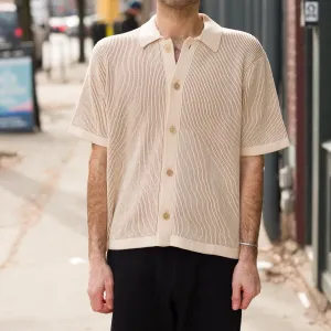 Plated Short Sleeve Polo in Natural
