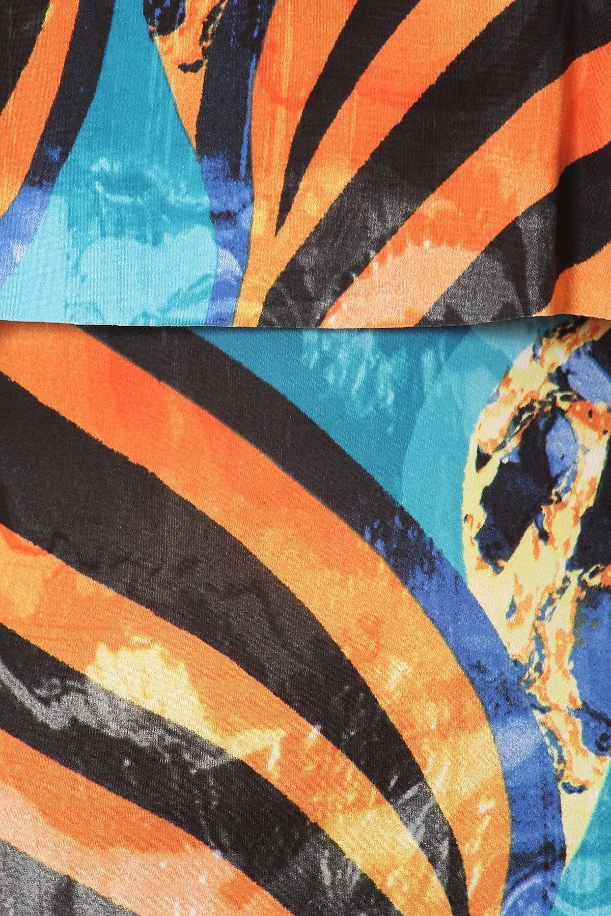 Plus Size Colorful Overlay Abstract Cape Dress