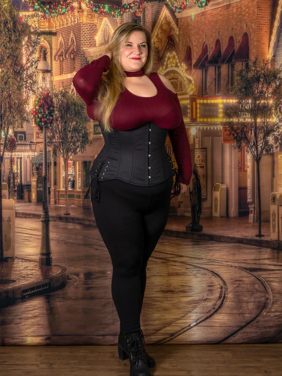 Plus Size Cotton Hourglass Curve Longline Underbust Corset with Hip Ties : CS-426