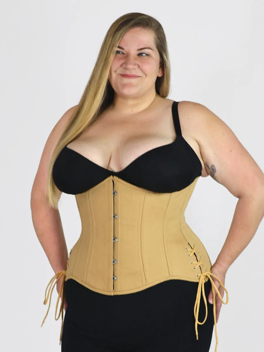 Plus Size Cotton Hourglass Curve Longline Underbust Corset with Hip Ties : CS-426