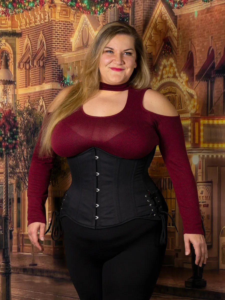 Plus Size Cotton Hourglass Curve Longline Underbust Corset with Hip Ties : CS-426