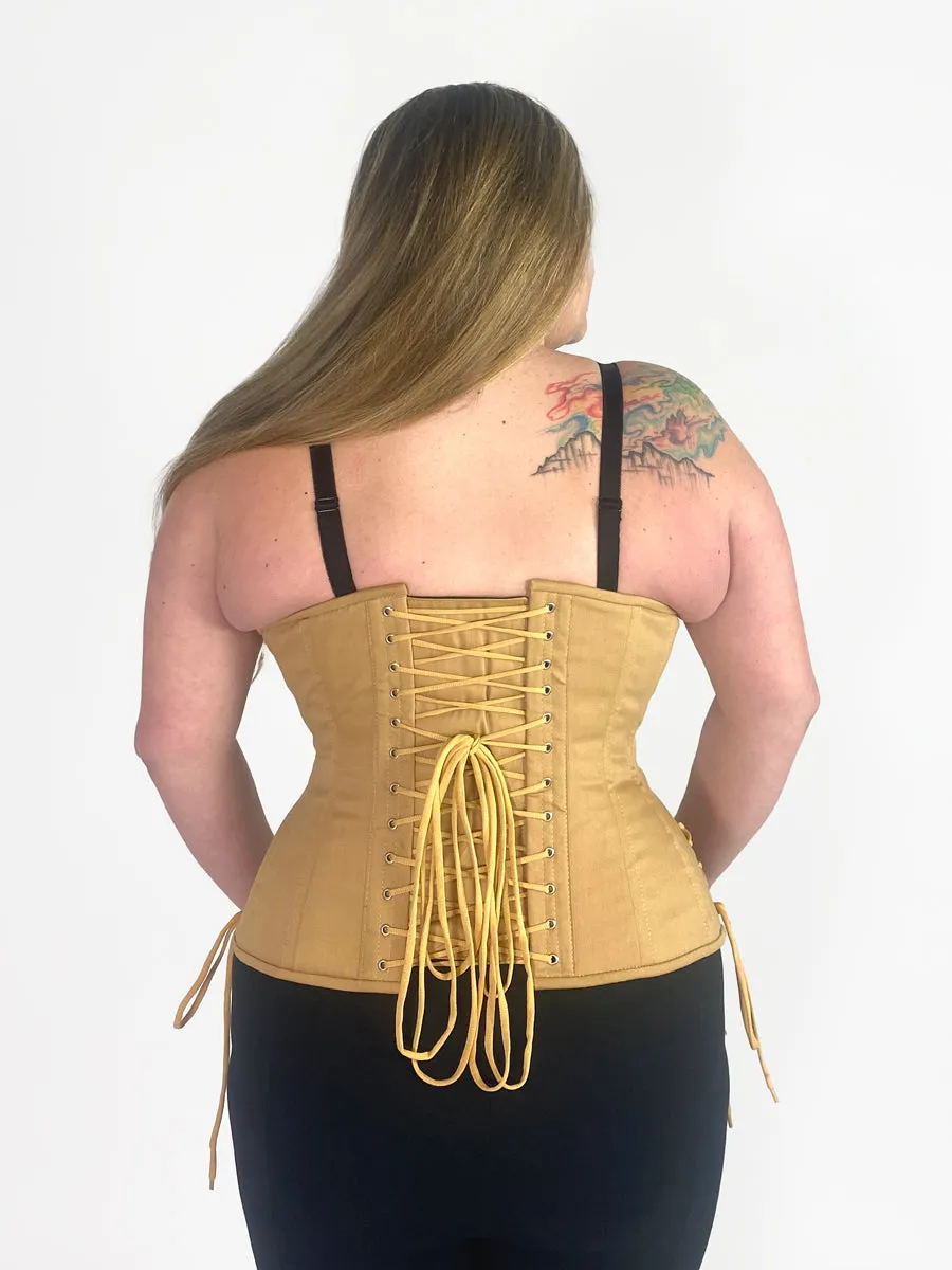 Plus Size Cotton Hourglass Curve Longline Underbust Corset with Hip Ties : CS-426