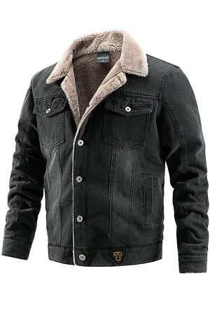 Plush thickened turtleneck wash cotton fashion men's jacket