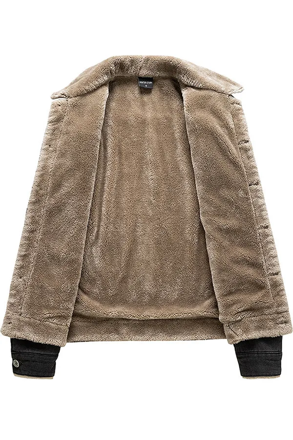 Plush thickened turtleneck wash cotton fashion men's jacket