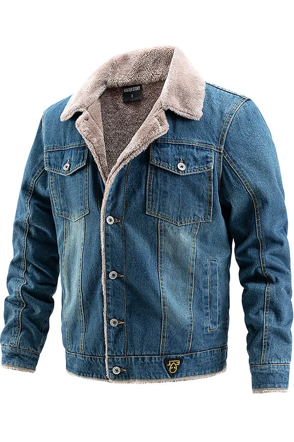 Plush thickened turtleneck wash cotton fashion men's jacket