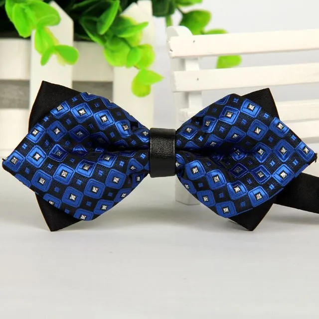 pointed 12cm*6cm men tie bow ties 2014 Blue jacquard silk bowties luxury gravatas borboleta bulk lot Wholesale