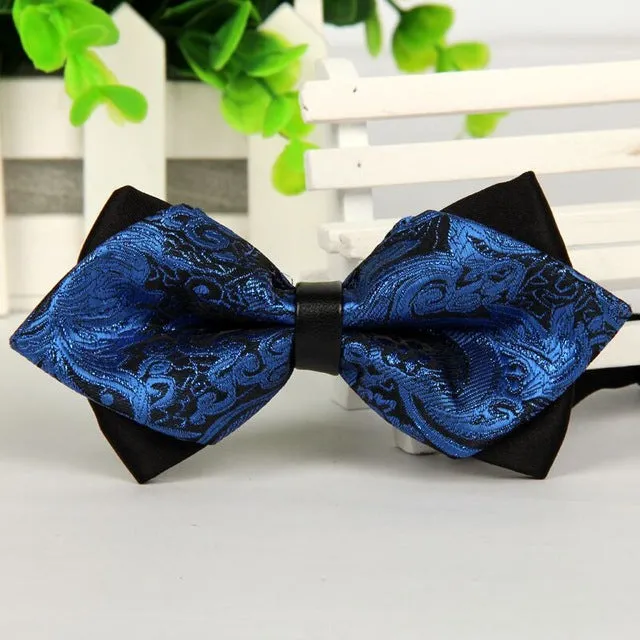 pointed 12cm*6cm men tie bow ties 2014 Blue jacquard silk bowties luxury gravatas borboleta bulk lot Wholesale