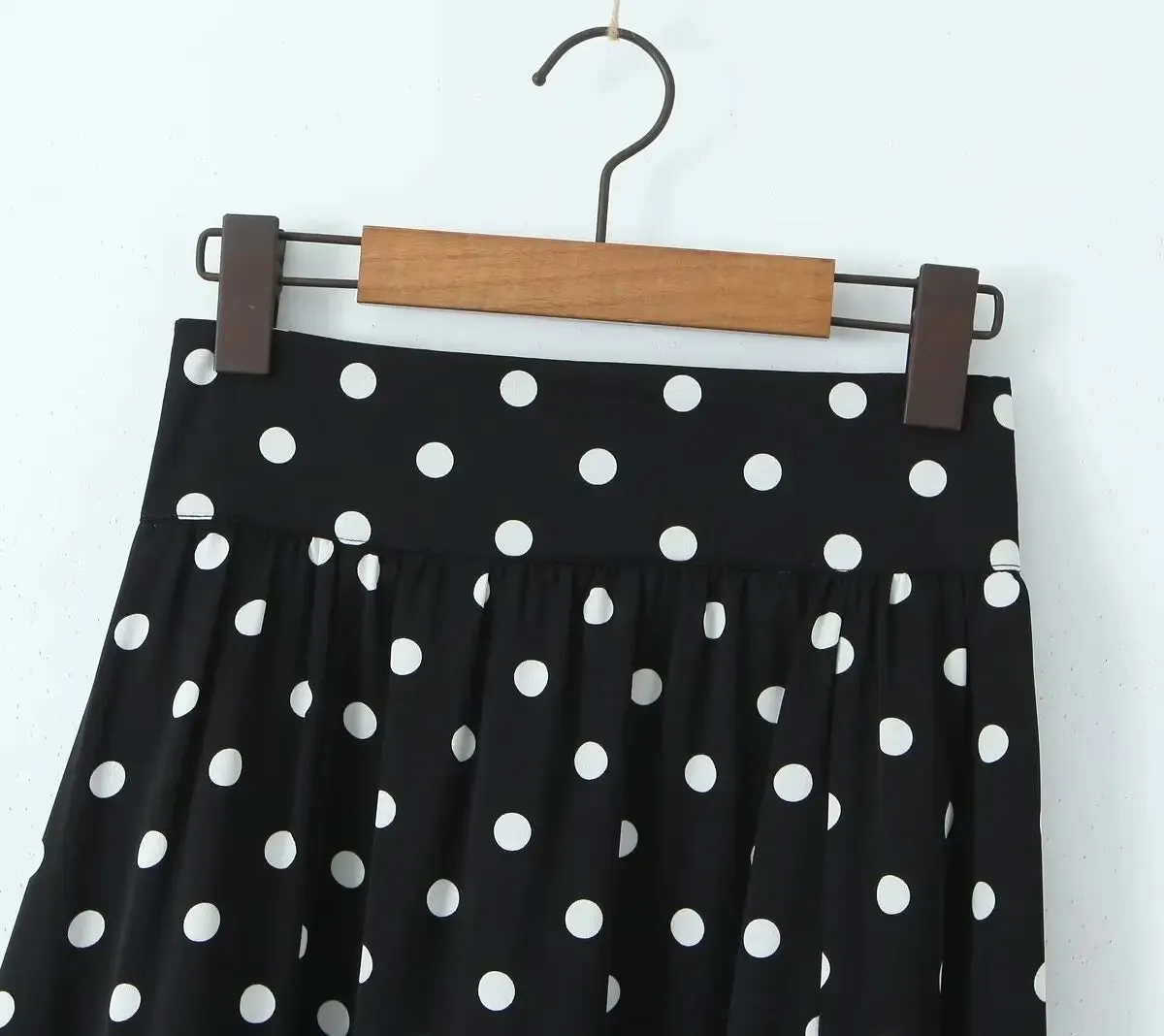 Polka Dot Print Skirt Suit Cropped Short Sleeves Square Neck Top Slit High Waist Chic Skirt Vintage Set