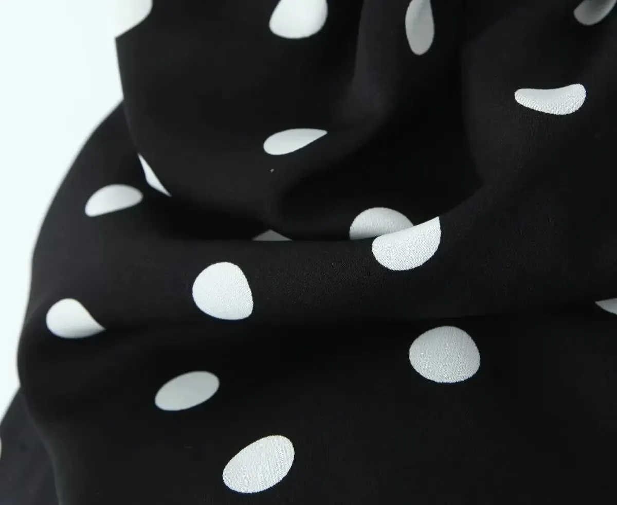 Polka Dot Print Skirt Suit Cropped Short Sleeves Square Neck Top Slit High Waist Chic Skirt Vintage Set