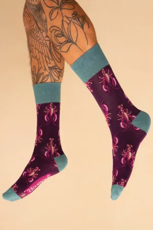 Powder Lobsters Men's Socks - Damson