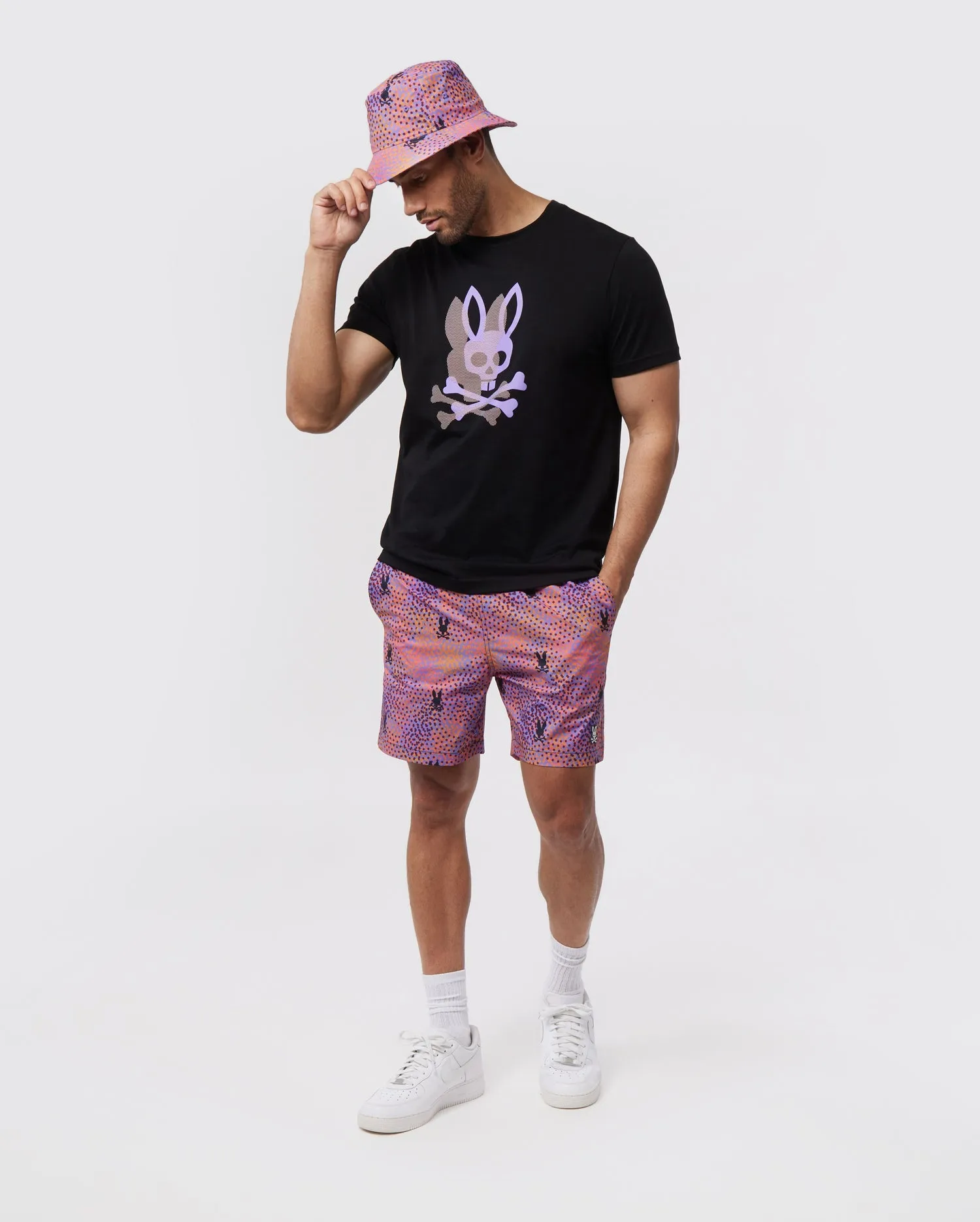 Psycho Bunny Mens Chicago HD Dotted Graphic Tee - Black