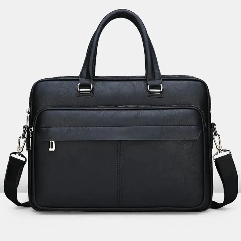 PU Leather Shoulder Bag Large Capacity Portable Casual and Waterproof Crossbody Document Bag for Men