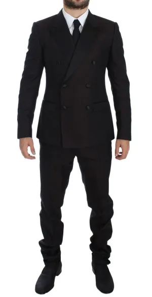 Purple Black Silk Slim 3 Piece Suit Tuxedo