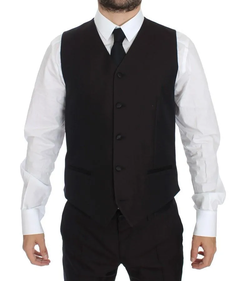 Purple Black Silk Slim 3 Piece Suit Tuxedo