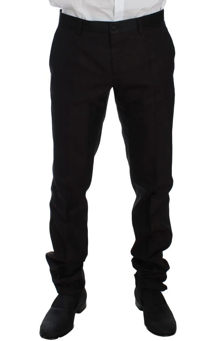 Purple Black Silk Slim 3 Piece Suit Tuxedo