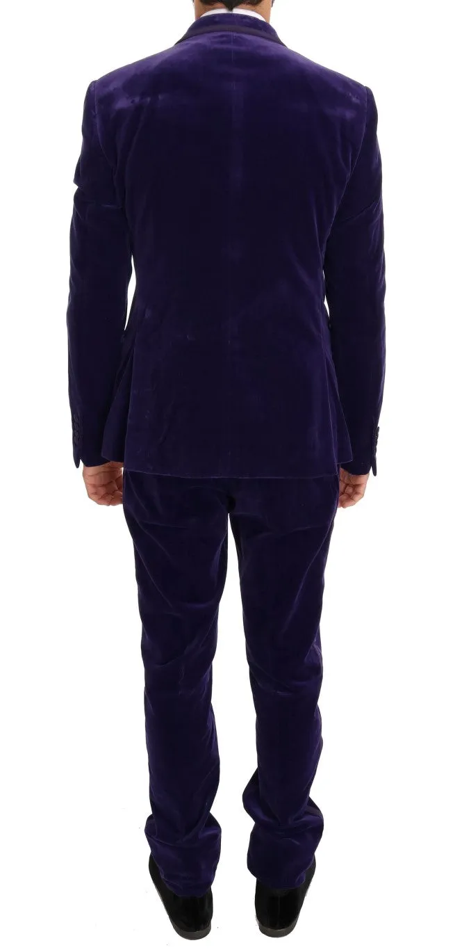 Purple Velvet Slim Fit Double Breasted Suit