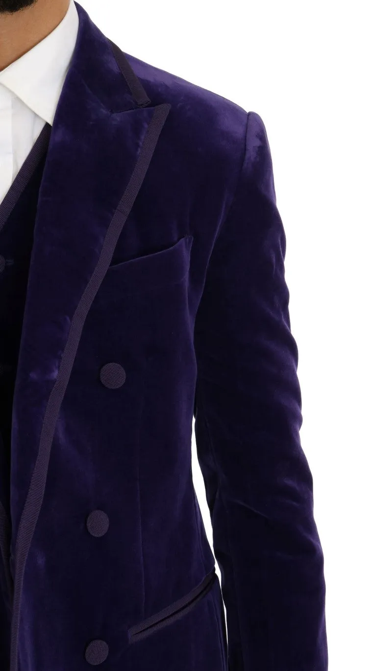 Purple Velvet Slim Fit Double Breasted Suit