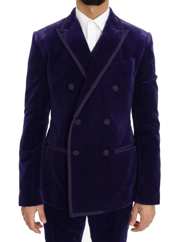 Purple Velvet Slim Fit Double Breasted Suit