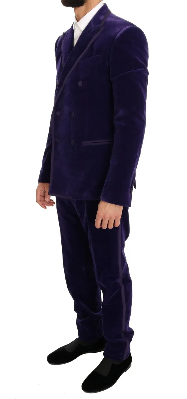 Purple Velvet Slim Fit Double Breasted Suit