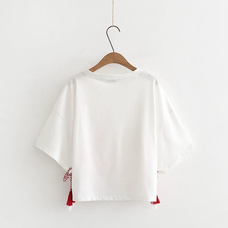"CHERRY BLOSSOM TASSEL" SHORT SLEEVE K092511