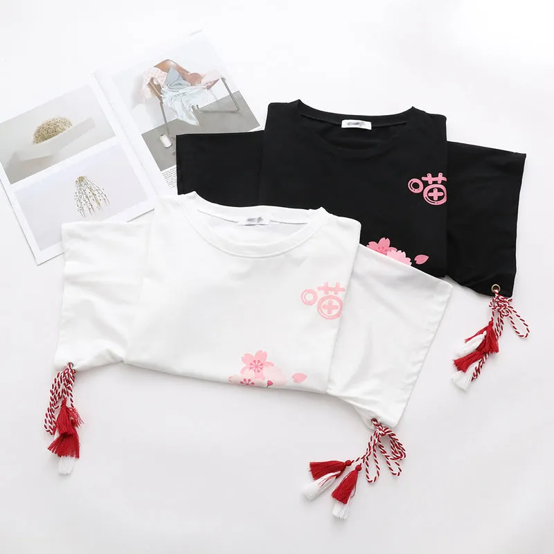 "CHERRY BLOSSOM TASSEL" SHORT SLEEVE K092511
