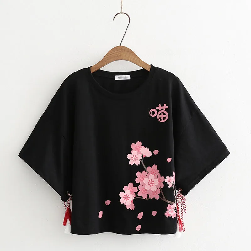 "CHERRY BLOSSOM TASSEL" SHORT SLEEVE K092511