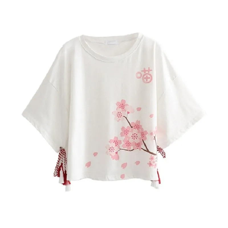 "CHERRY BLOSSOM TASSEL" SHORT SLEEVE K092511