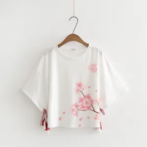 "CHERRY BLOSSOM TASSEL" SHORT SLEEVE K092511
