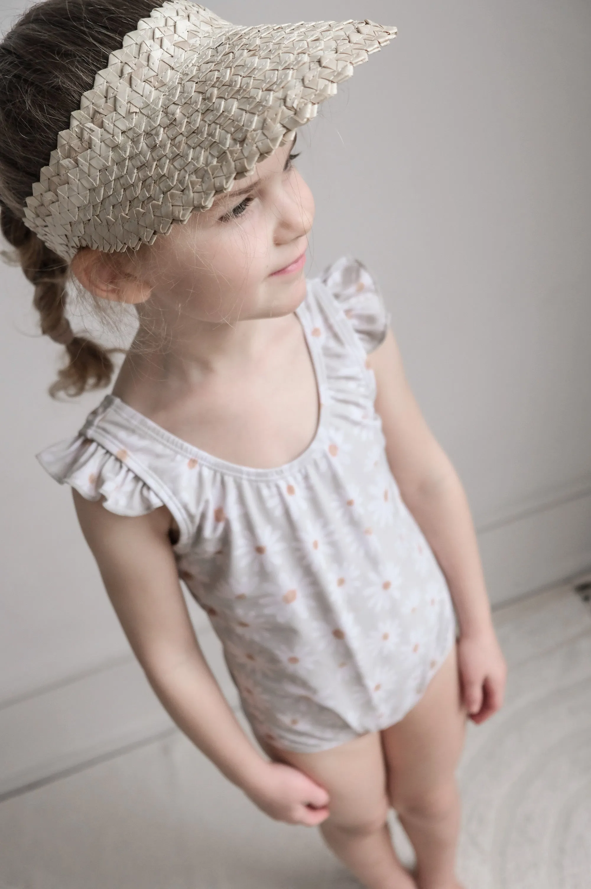 "emma" daisy print children's upf50  ruffle tank swimsuit