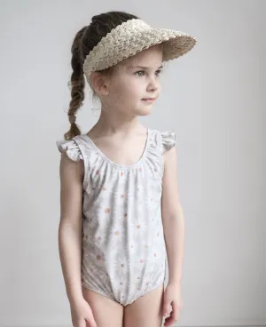 "emma" daisy print children's upf50  ruffle tank swimsuit