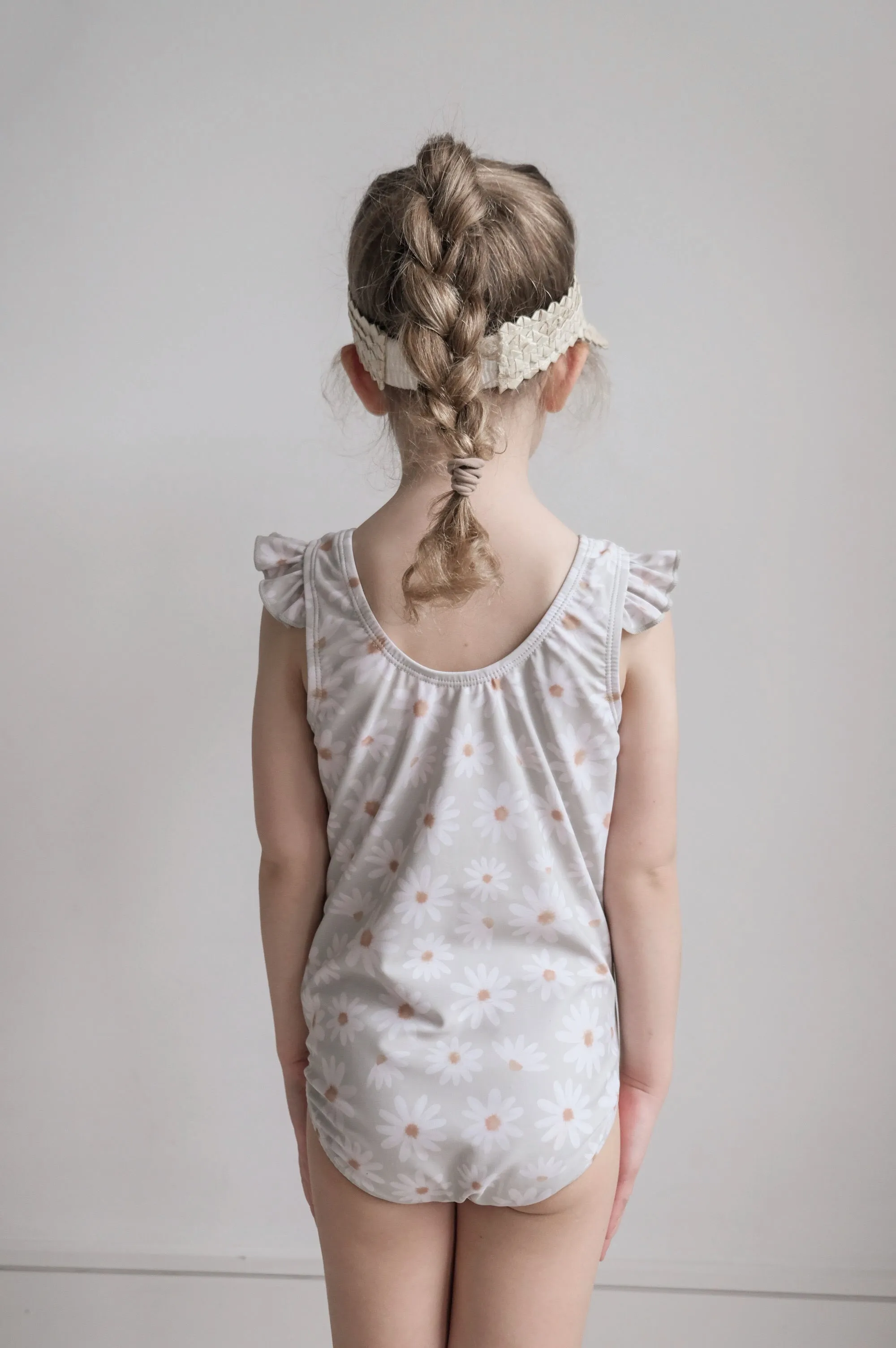 "emma" daisy print children's upf50  ruffle tank swimsuit