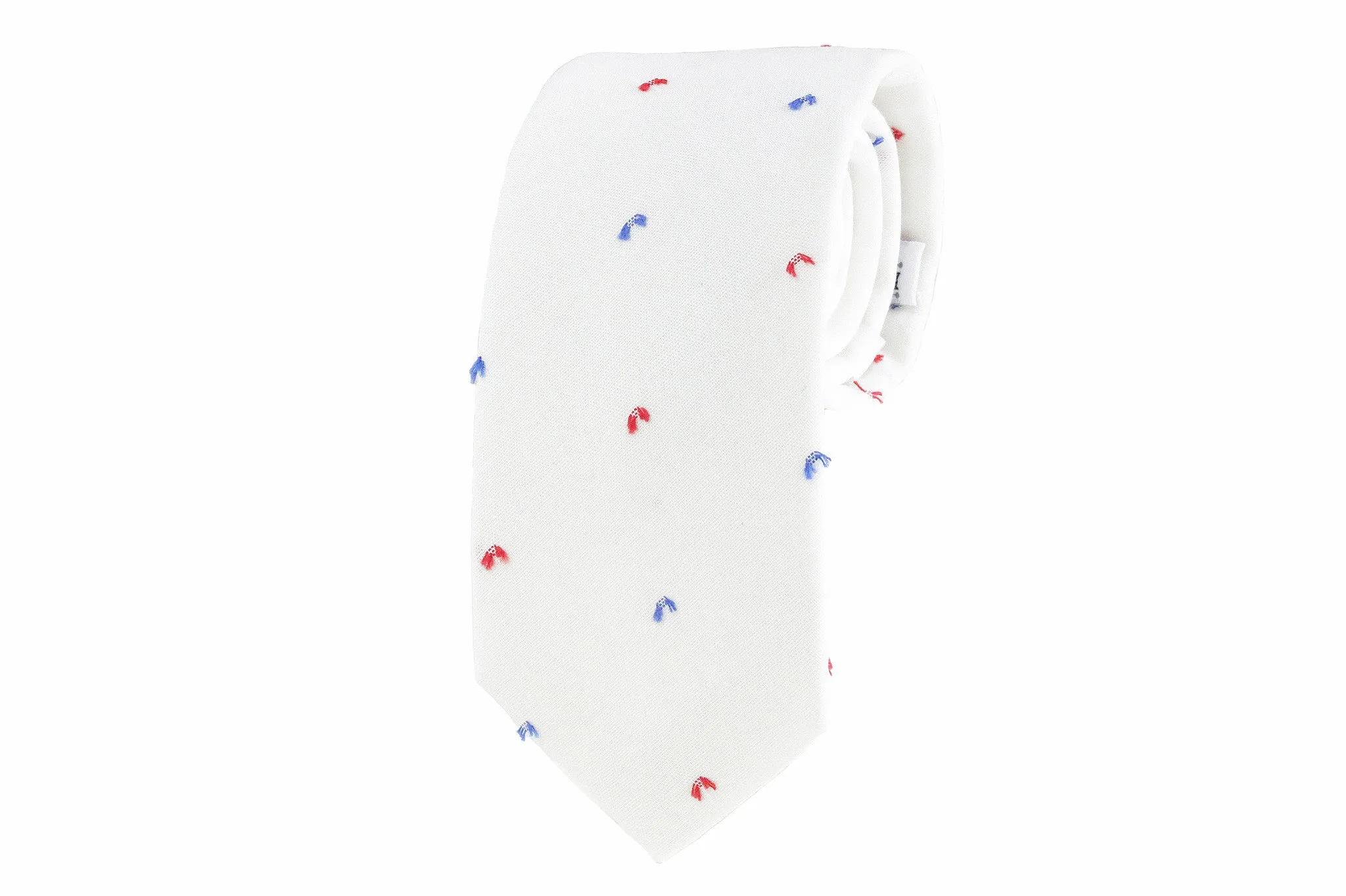 Red and Navy Textured Dot Tie