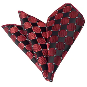 Red Black Mens Pocket Square - Premium Silk Handkerchiefs for Suits