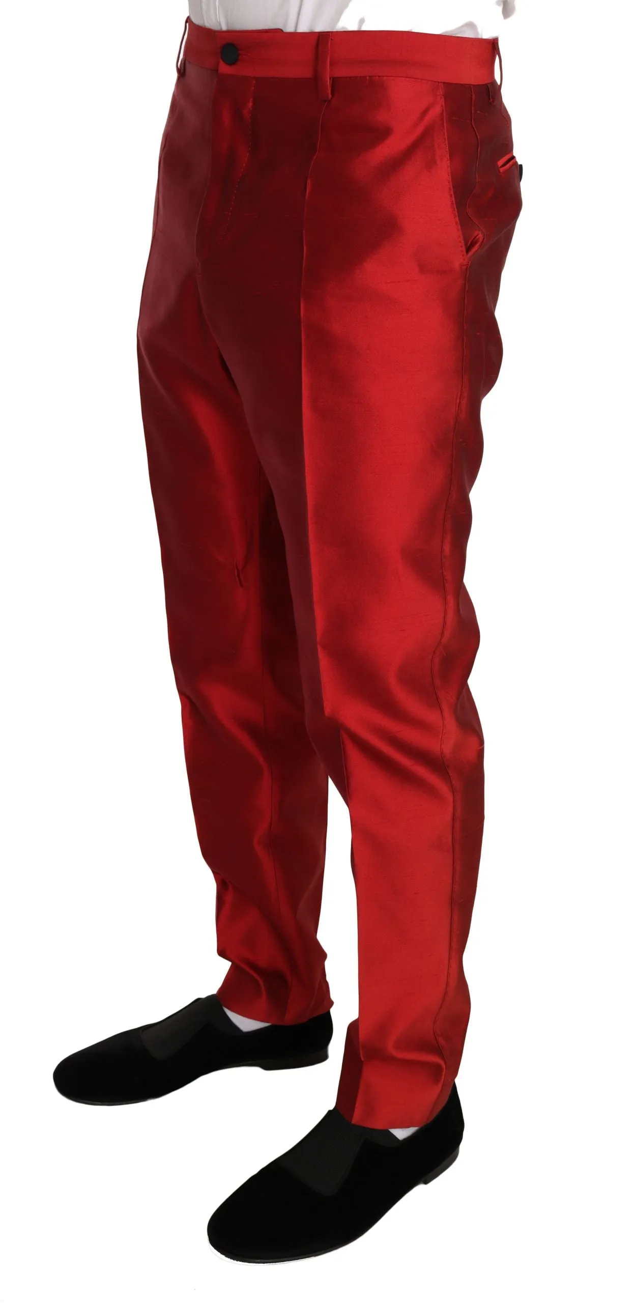 Red Silk Slim Fit 3 Piece Two Button Suit