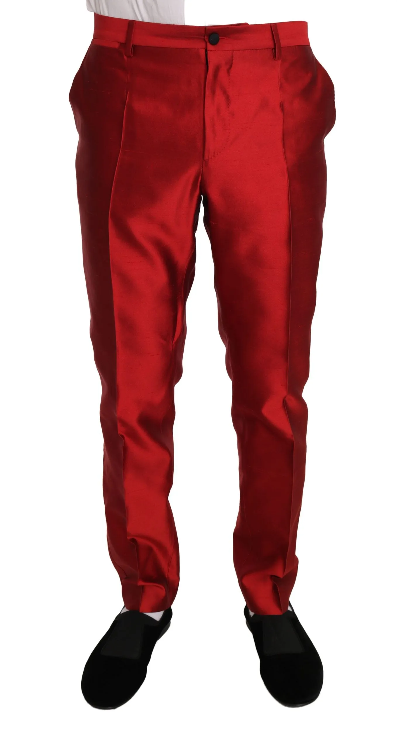 Red Silk Slim Fit 3 Piece Two Button Suit