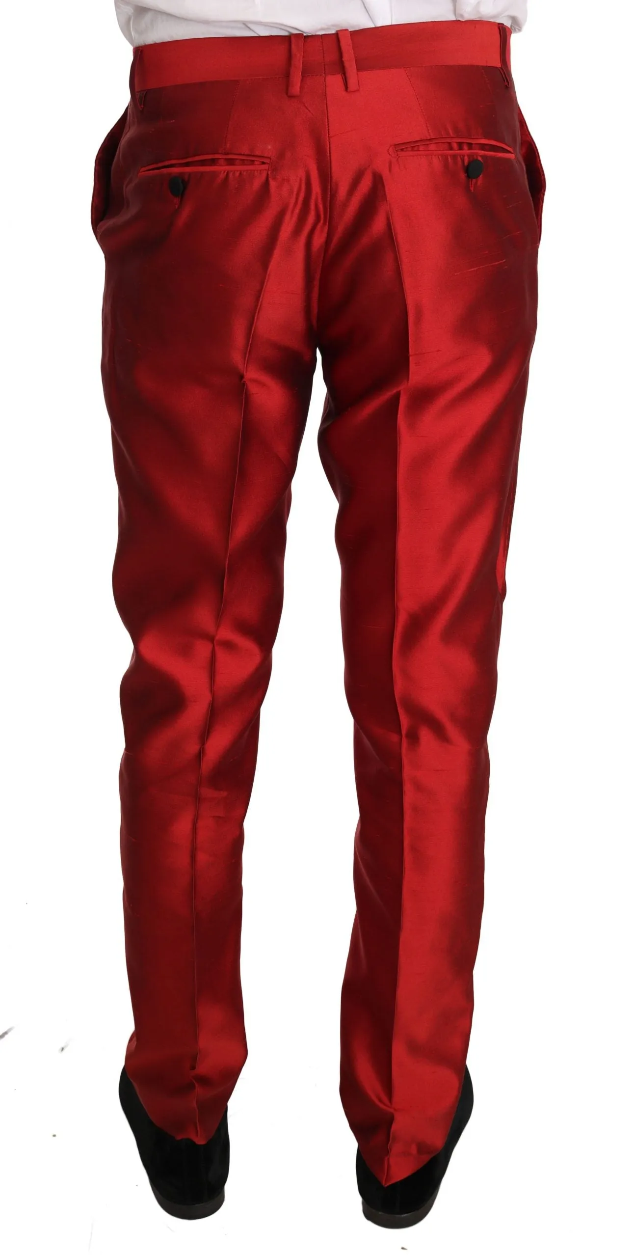 Red Silk Slim Fit 3 Piece Two Button Suit