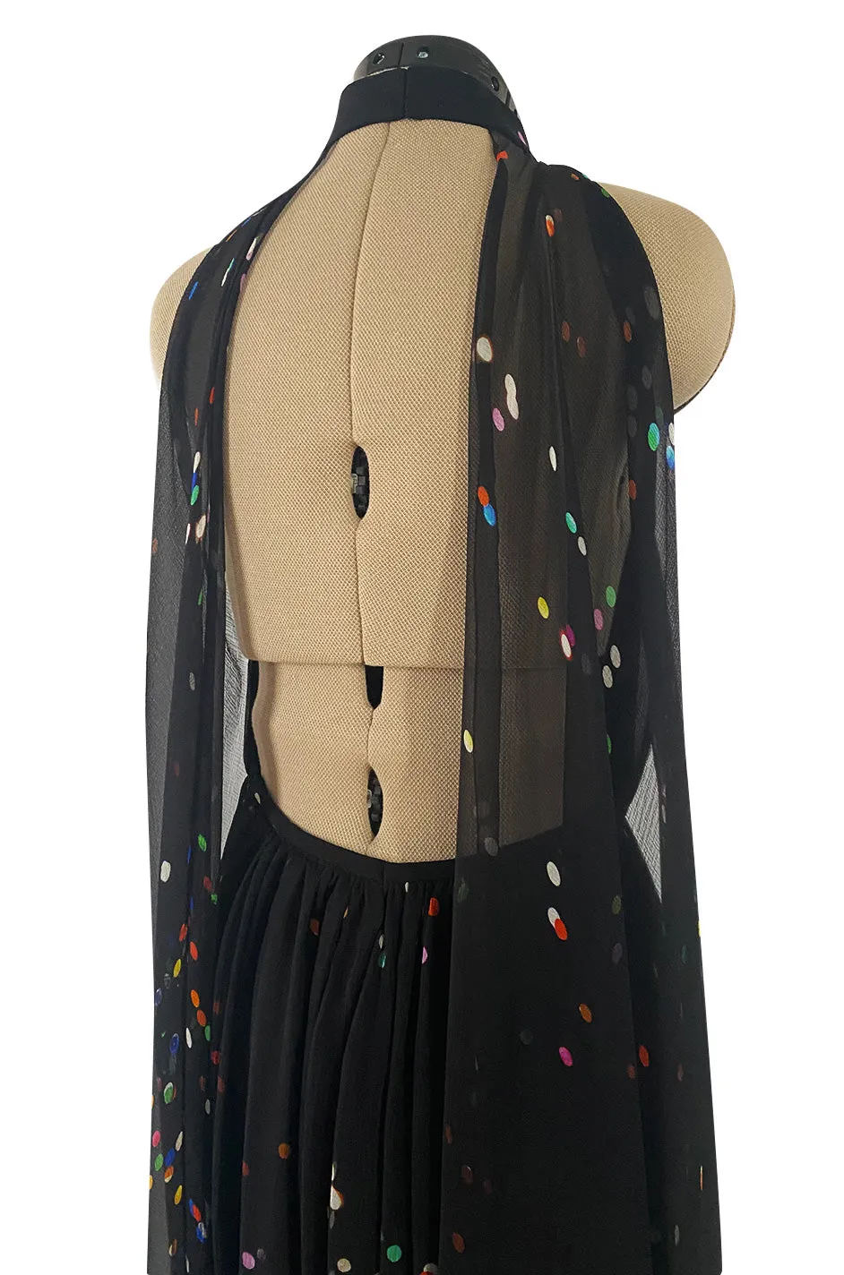 Resort 2014 Givenchy by Riccardo Tisci Backless & Caped Panel Silk Chiffon Dotted Confetti Print Dress