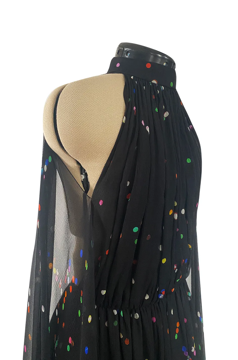 Resort 2014 Givenchy by Riccardo Tisci Backless & Caped Panel Silk Chiffon Dotted Confetti Print Dress