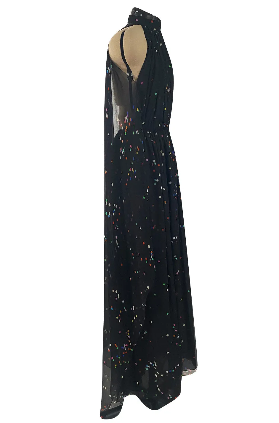 Resort 2014 Givenchy by Riccardo Tisci Backless & Caped Panel Silk Chiffon Dotted Confetti Print Dress