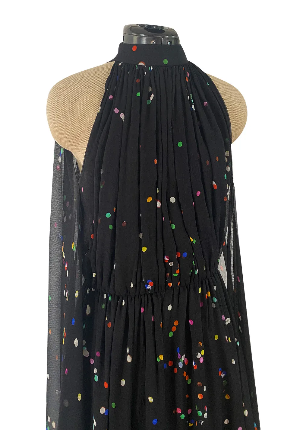 Resort 2014 Givenchy by Riccardo Tisci Backless & Caped Panel Silk Chiffon Dotted Confetti Print Dress